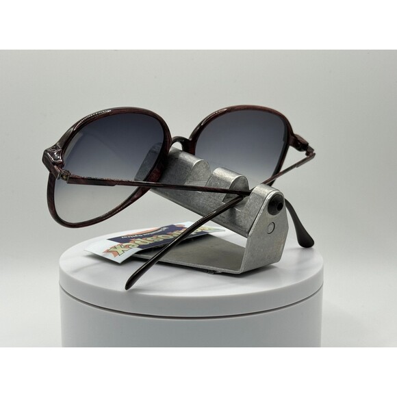 Vintage Oversize Sunglasses NOS Preppy Style Grey Fade Lens Wood Grain Frame 80s - Picture 5 of 9